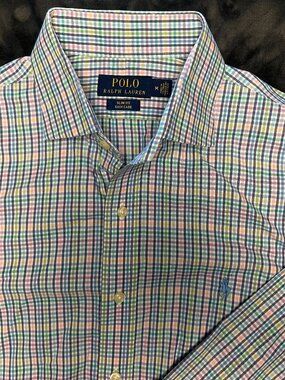 Polo Ralph Lauren Slim Fit Easy Care Shirt M Long Sleeve Multicolor Plaid